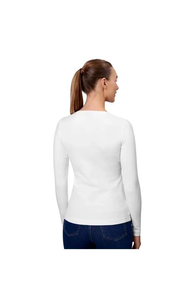 Interlock T-Shirt | Langarm | Damen Weiss