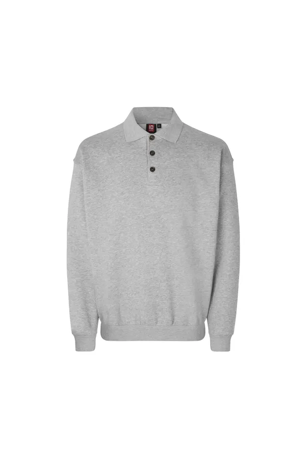 Polo-Sweatshirt | klassisch Grau meliert
