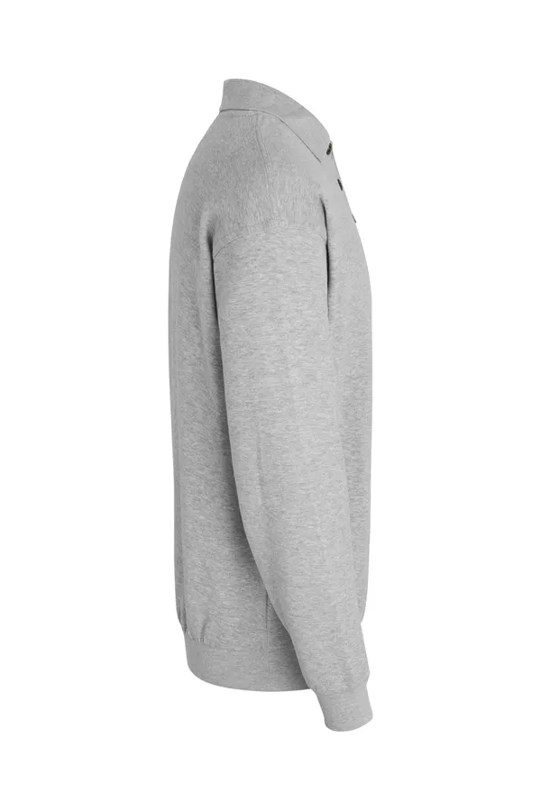 Polo-Sweatshirt | klassisch Grau meliert
