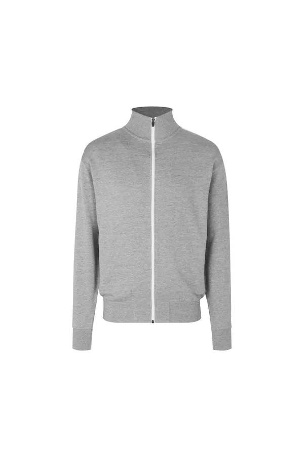 Sweat-Cardigan | Kontrast Grau meliert