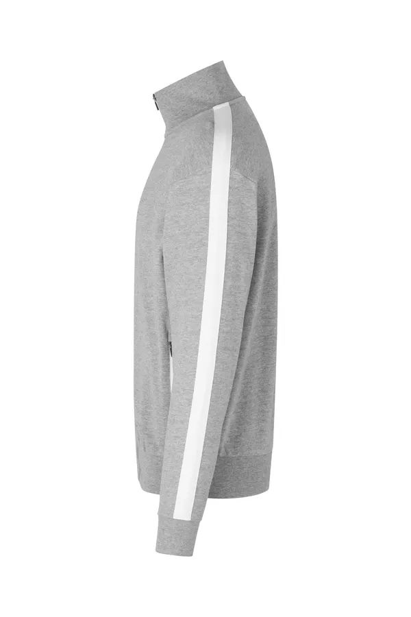 Sweat-Cardigan | Kontrast Grau meliert