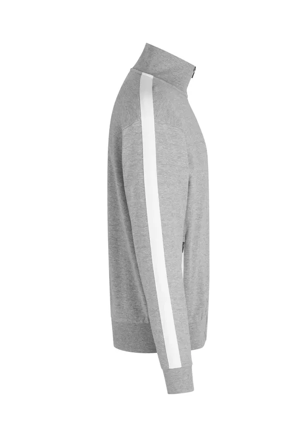 Sweat-Cardigan | Kontrast Grau meliert