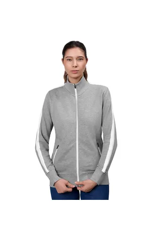 Sweat-Cardigan | Kontrast | Damen Grau meliert