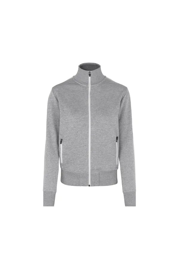 Sweat-Cardigan | Kontrast | Damen Grau meliert