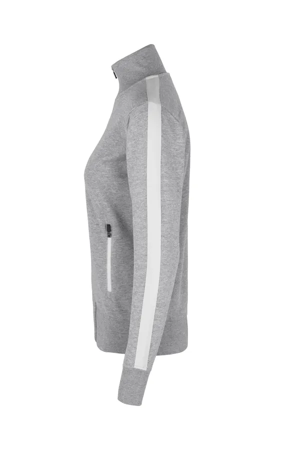Sweat-Cardigan | Kontrast | Damen Grau meliert