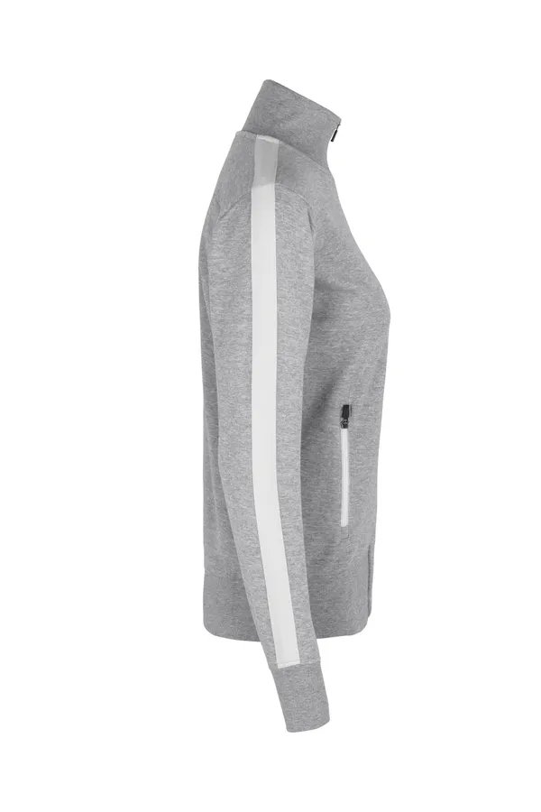 Sweat-Cardigan | Kontrast | Damen Grau meliert
