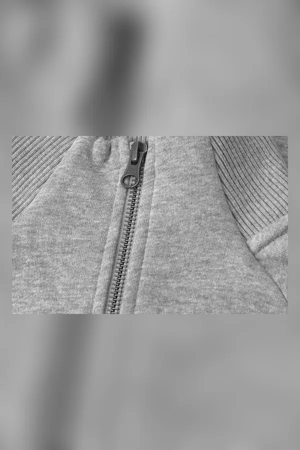 Sweat-Cardigan | Reißverschluss Grau meliert