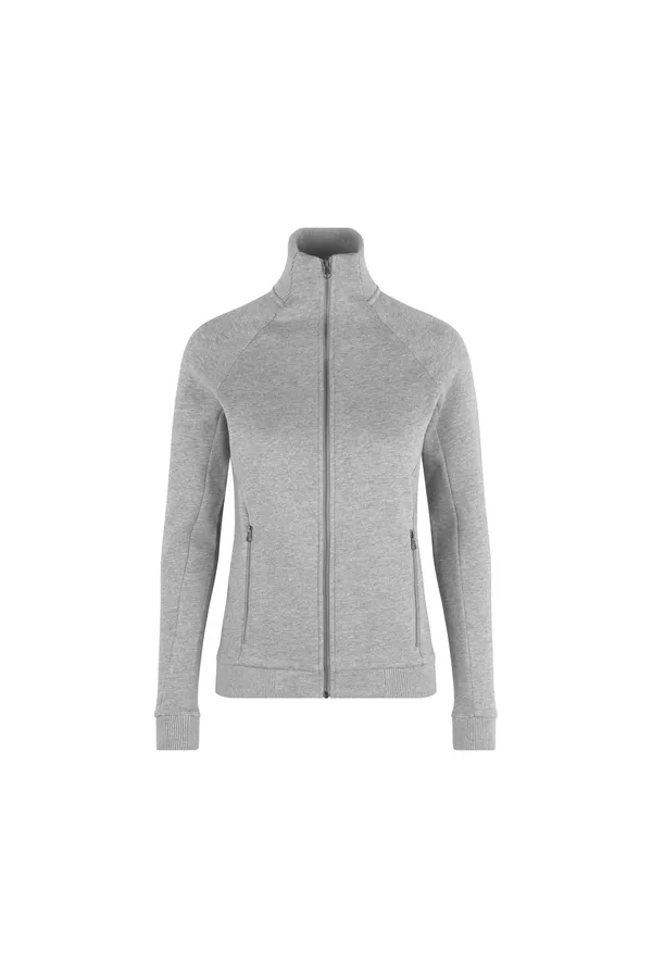 Sweat-Cardigan | Reißverschluss | Damen Grau meliert