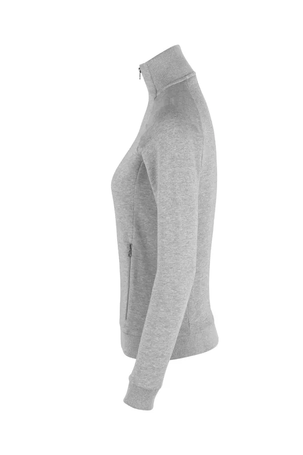 Sweat-Cardigan | Reißverschluss | Damen Grau meliert