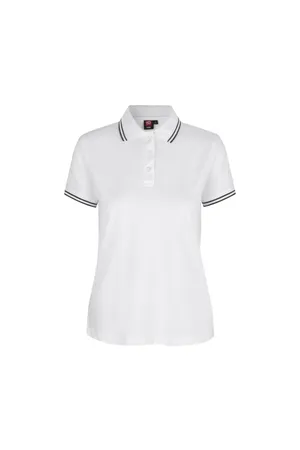 Kontrast Poloshirt | Stretch | Damen Weiss