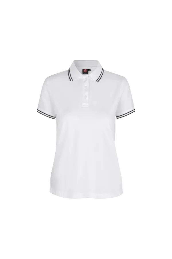 Kontrast Poloshirt | Stretch | Damen Weiss