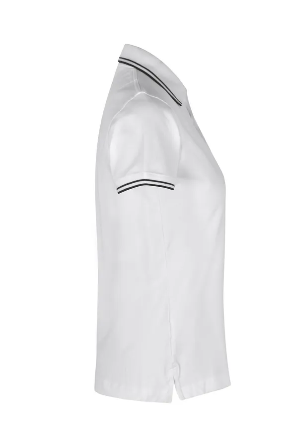 Kontrast Poloshirt | Stretch | Damen Weiss
