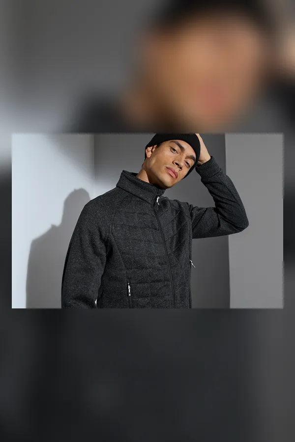 Fleecejacke | Gesteppt Graphit meliert