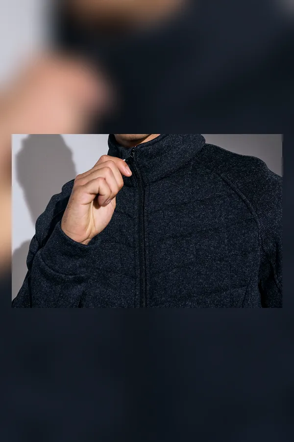 Fleecejacke | Gesteppt Graphit meliert