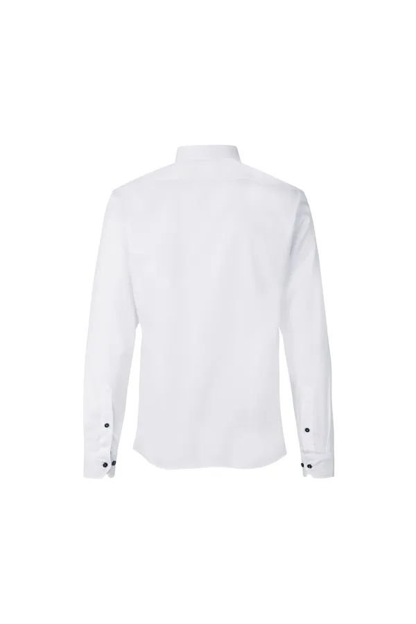 SEVEN SEAS Fine Twill Contrast | slim Weiss