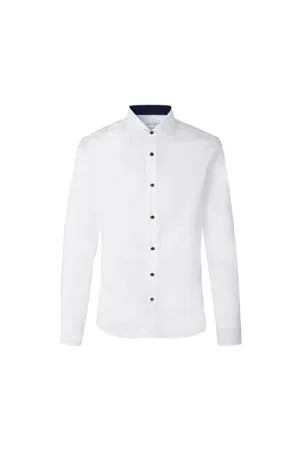 SEVEN SEAS Fine Twill Contrast | slim Weiss