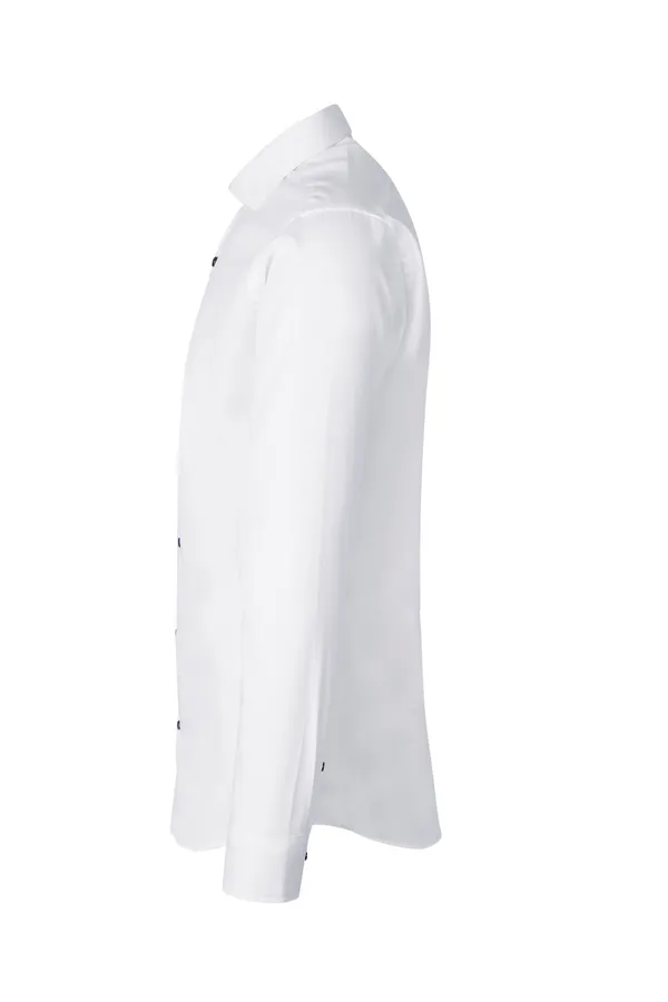 SEVEN SEAS Fine Twill Contrast | slim Weiss