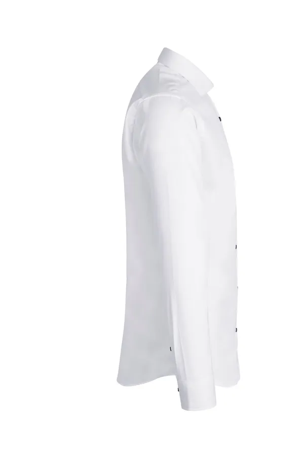 SEVEN SEAS Fine Twill Contrast | slim Weiss
