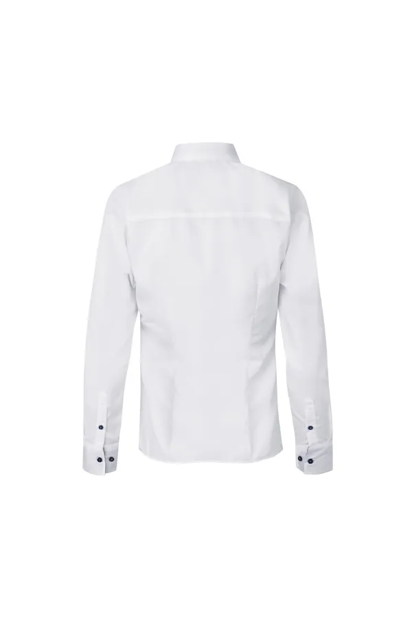 SEVEN SEAS Fine Twill Contrast | modern | Damen Weiss