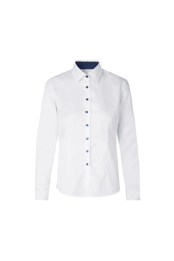 SEVEN SEAS Fine Twill Contrast | modern | Damen Weiss