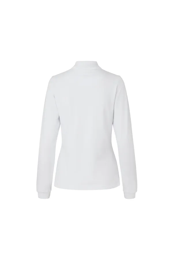 Langarm Poloshirt | Stretch | Damen Weiss