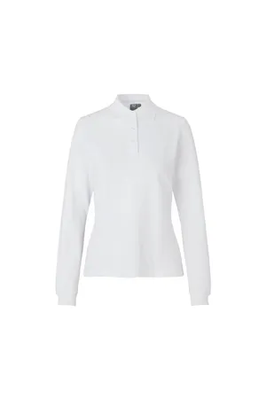 Langarm Poloshirt | Stretch | Damen Weiss