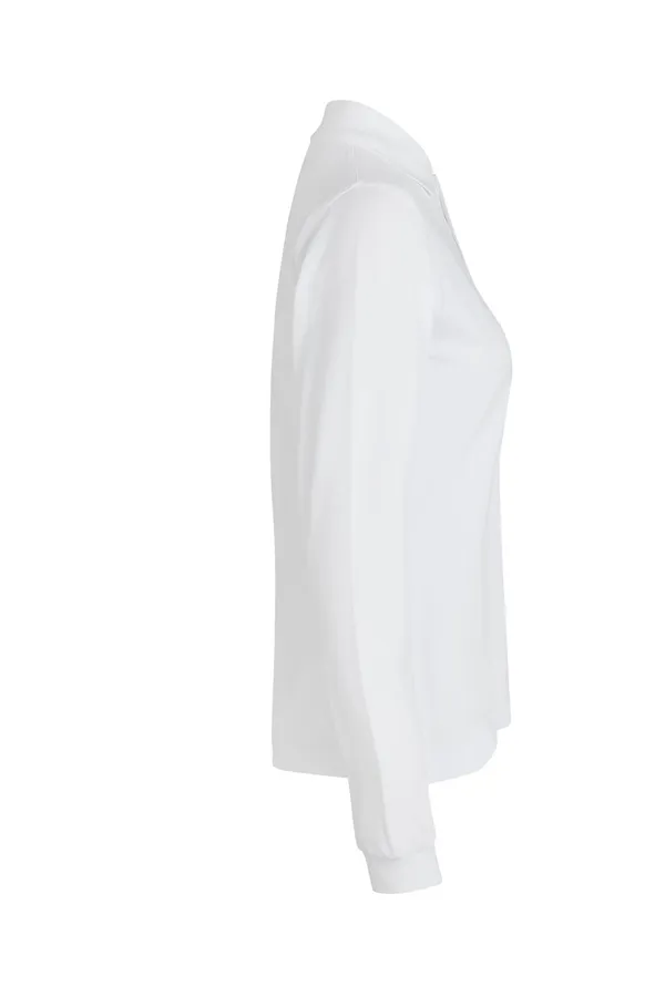 Langarm Poloshirt | Stretch | Damen Weiss