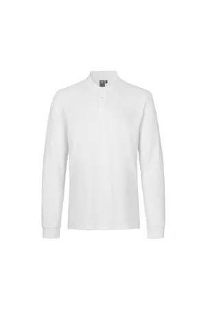 Langarm Poloshirt | Stretch Weiss