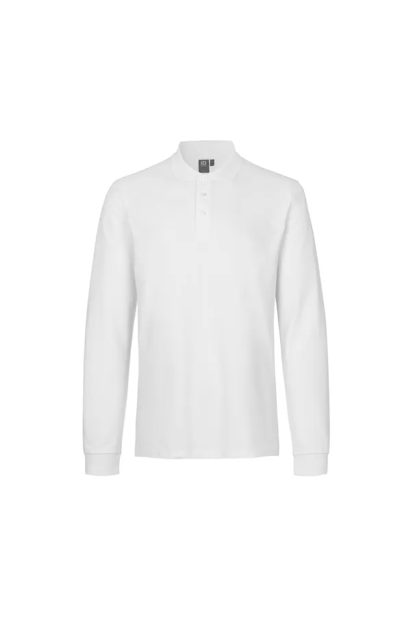 Langarm Poloshirt | Stretch Weiss