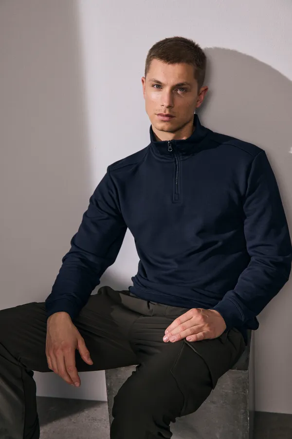 PRO Wear CARE Cardigan | ungebürstet | ¼ Zip Navy