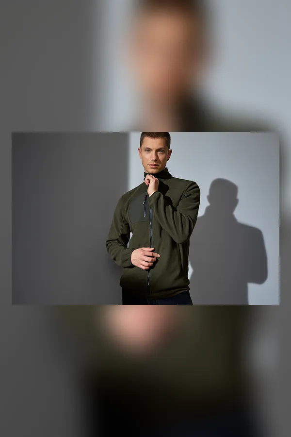 Fleecejacke | eingefasst Oliv