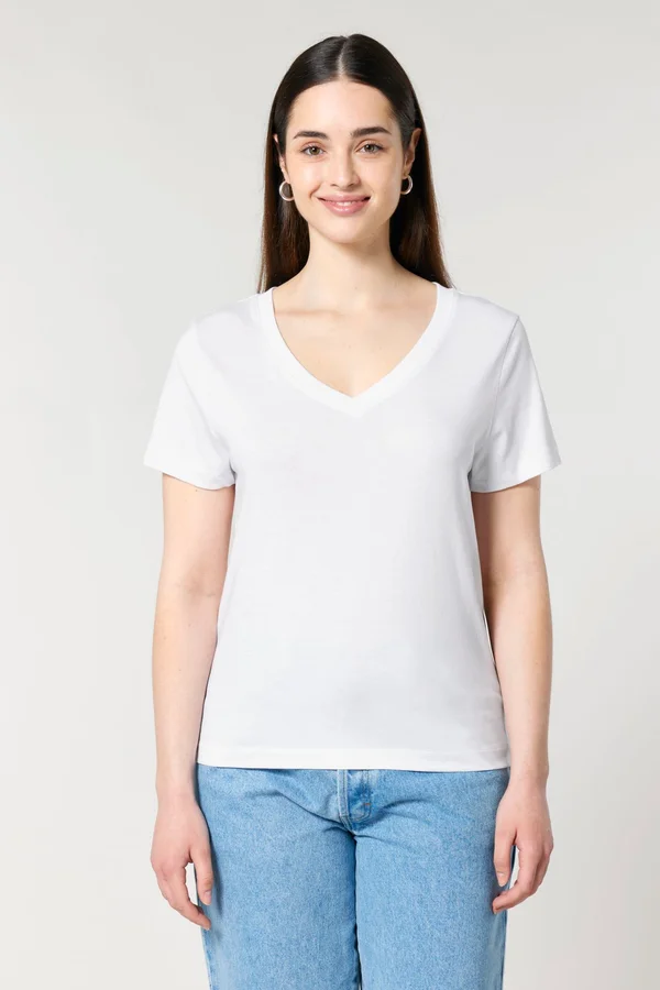 Das Damen-T-Shirt mit V-Ausschnitt