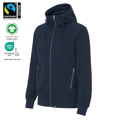 F. TERRY FULL ZIP HOOD MEN - GOTS GECERTIFICEERD