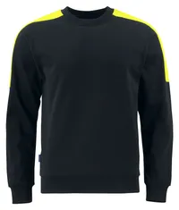 2125 SWEATER RONDE HALS MET FLUO INZETSTUKKEN