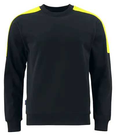 2125 SWEATER RONDE HALS MET FLUO INZETSTUKKEN