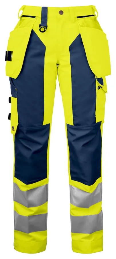 6519 SIGNALISATIE BROEK MET KNIEZAKKEN EN SPIJKERKZAKKEN EN ISO 20471 KLASSE 2 DAMES