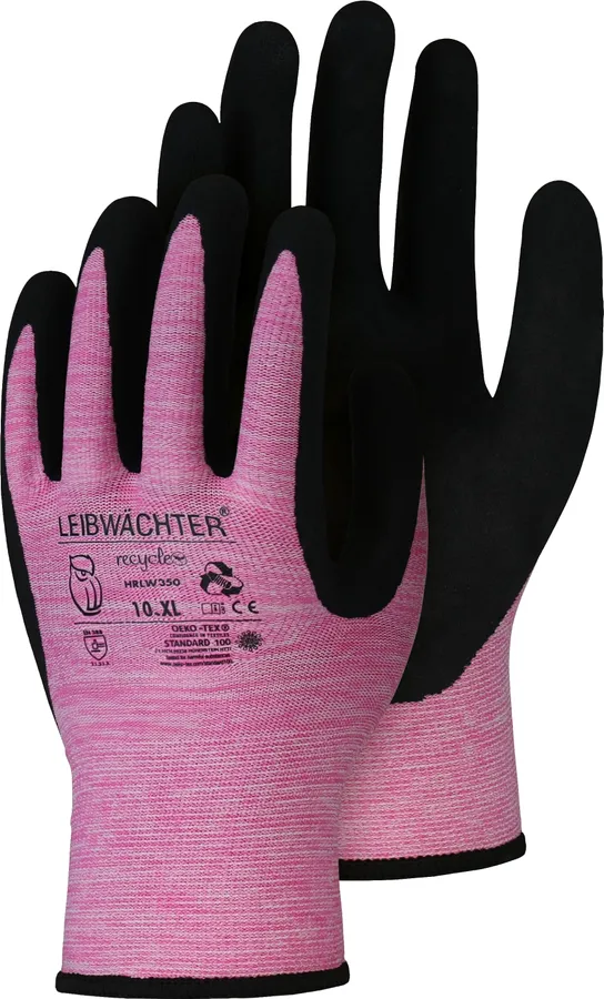 RLW350 Coral, Recycle Polyester-Handschuh mit Latex-Beschichtung, SB-Karte