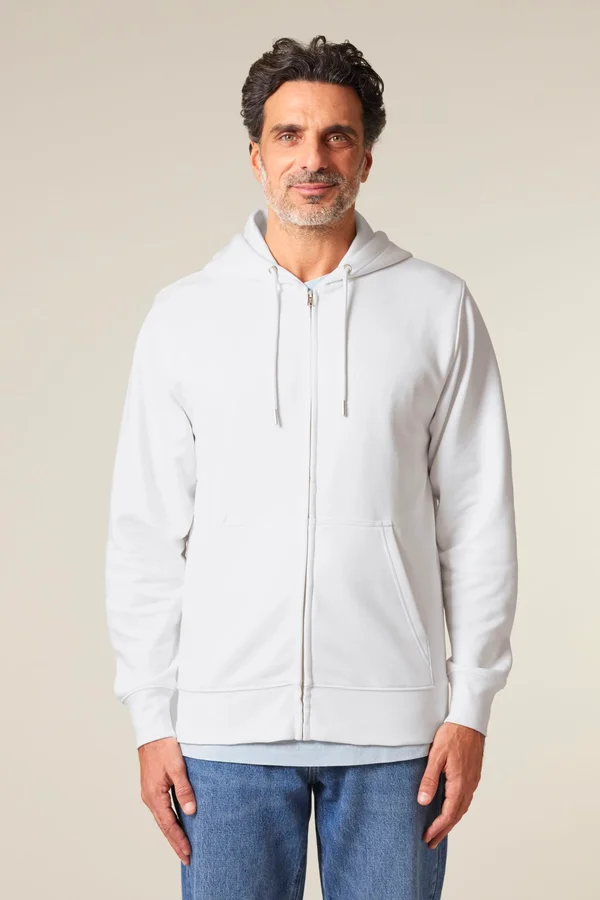Der Unisex-Zip-Hoodie aus French Terry