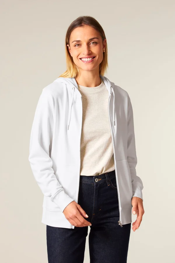 Der Unisex-Zip-Hoodie aus French Terry