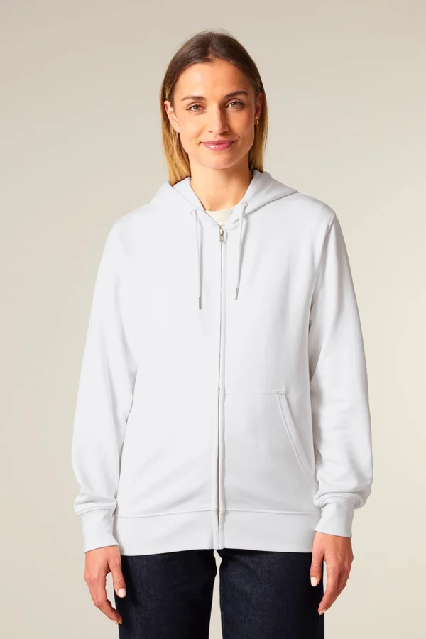 Der Unisex-Zip-Hoodie aus French Terry