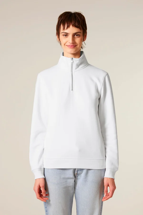 Das Unisex-Sweatshirt mit kurzem Reißverschluss