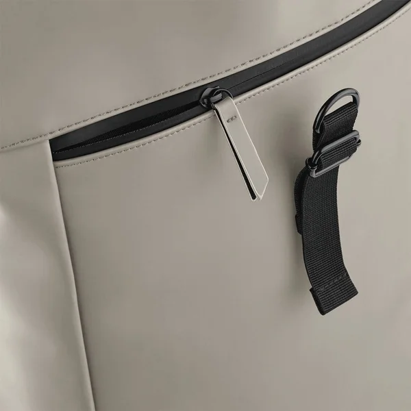 Backpack with roll-top flap in matt polyurethane