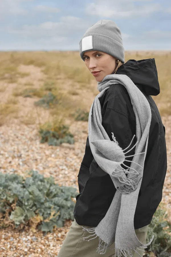 Beanie with appliqué patch