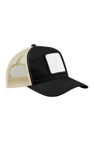 5-Panel Trucker Cap mit quadratischem Patch black/stone