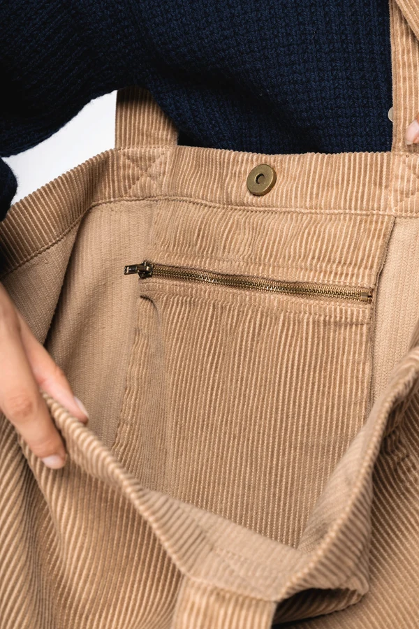 Eco-friendly corduroy washed effect bag