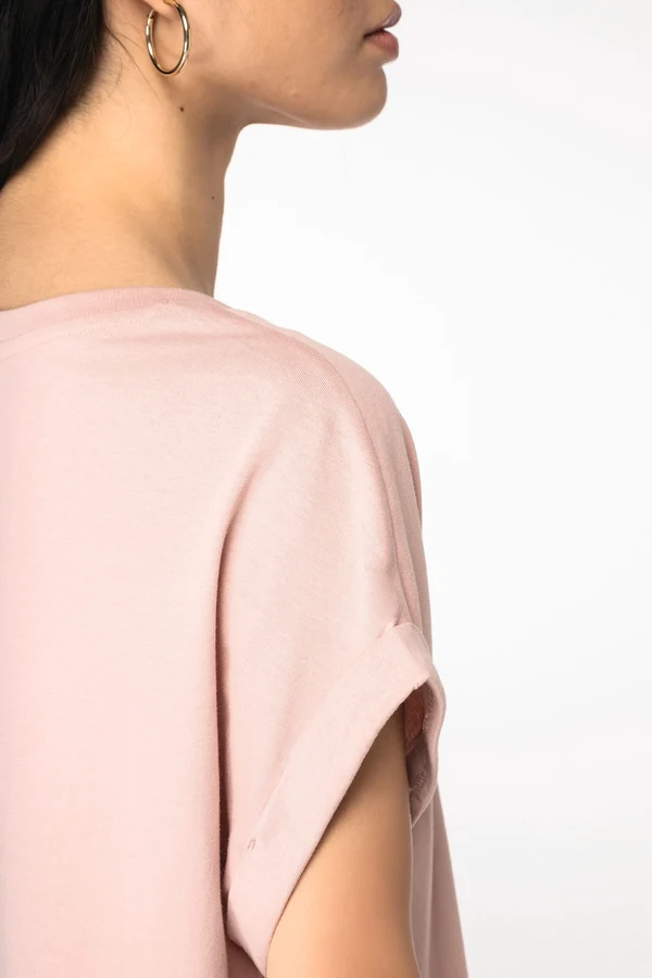 Eco-friendly ladies' rolled-up sleeves t-shirt