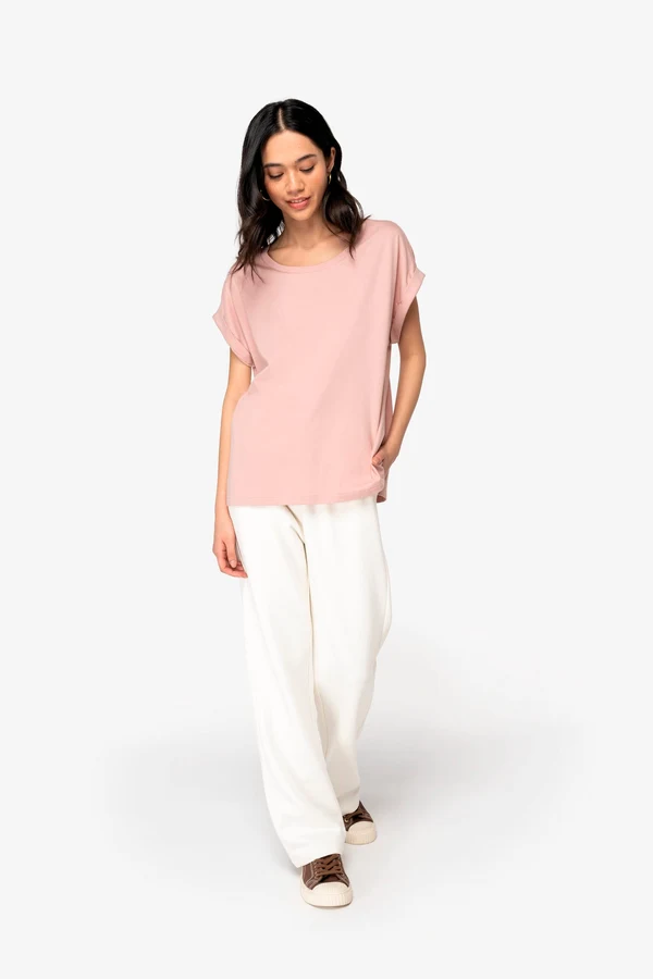 Eco-friendly ladies' rolled-up sleeves t-shirt