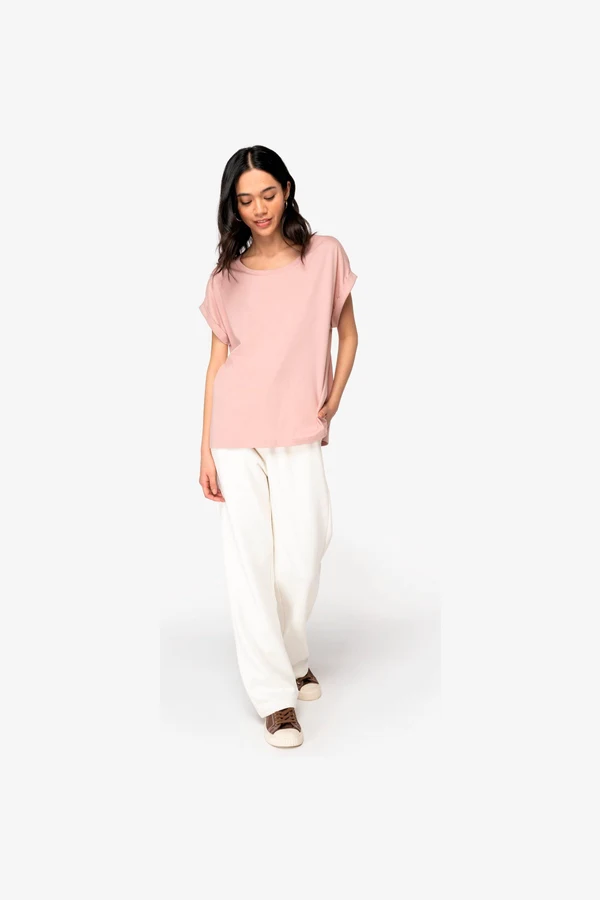 Umweltfreundliches Damen-T-Shirt mit Reversärmeln