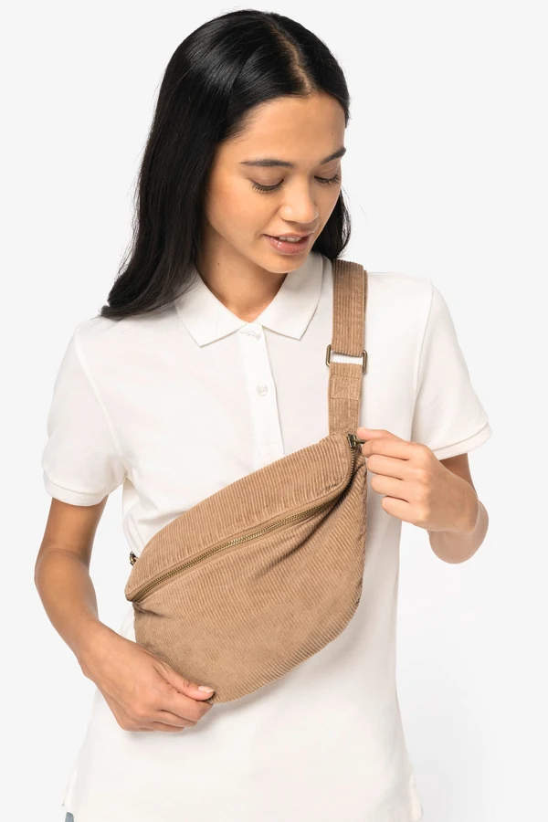 Eco-friendly corduroy washed effect fanny bag