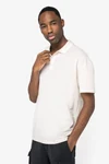 Eco-friendly men's dropped shoulders piqué knit polo shirt